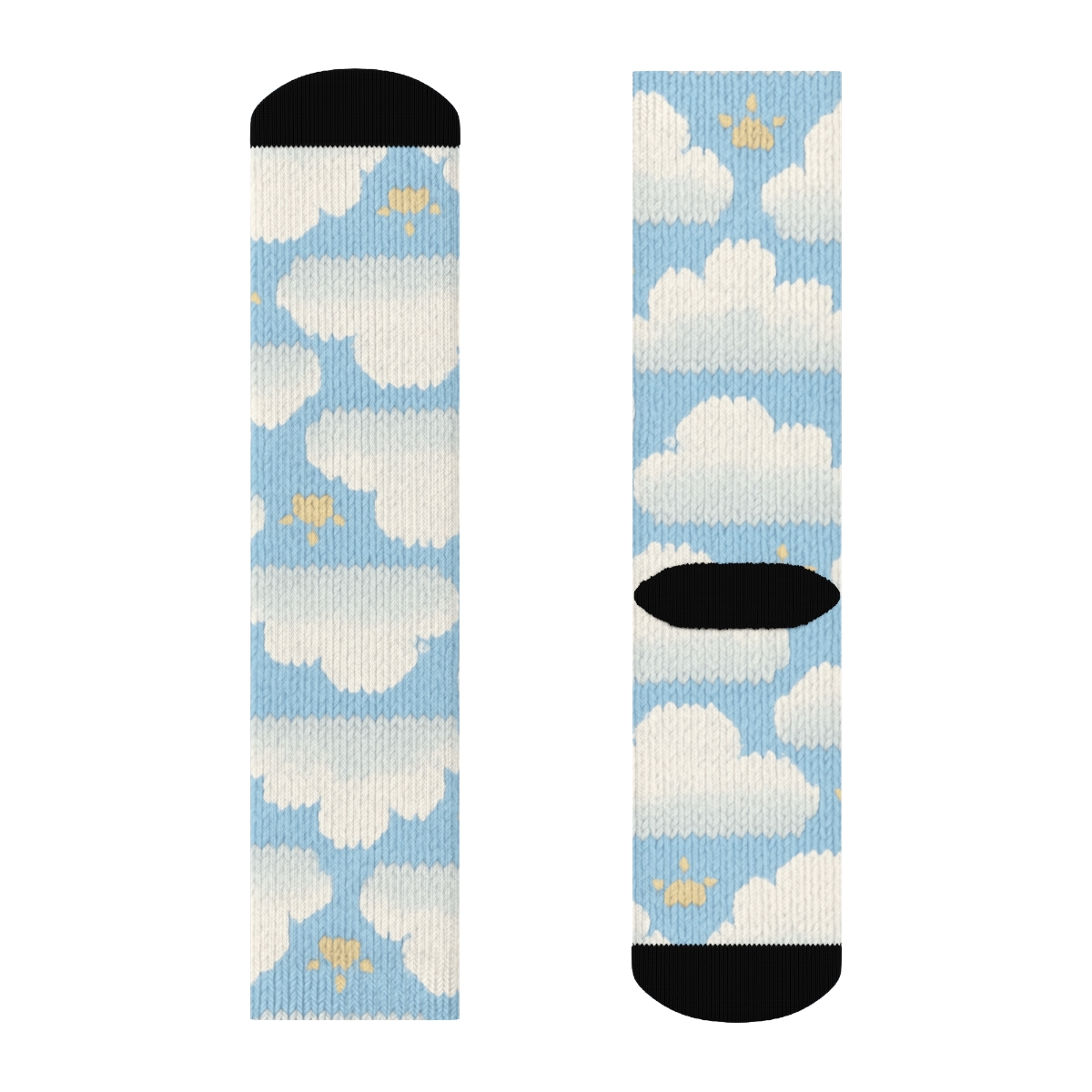 Cumulus Grid On Soft Sky Blue Background designer printed crew socks