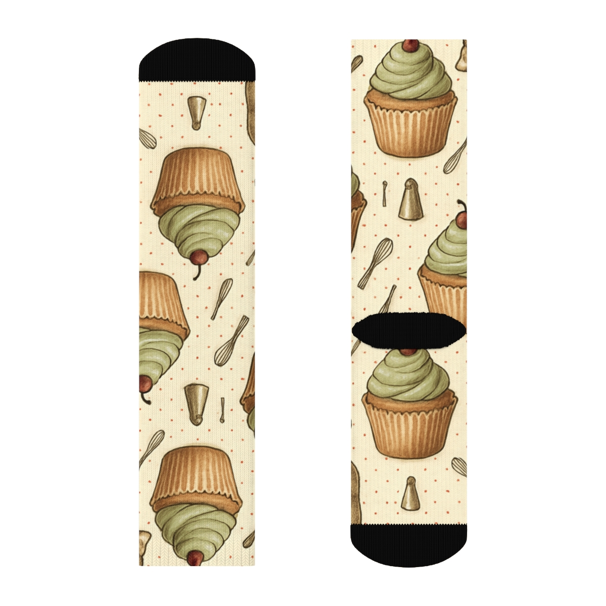 Cupcake Lattice With Baker Detail Collage soft everyday crew socks