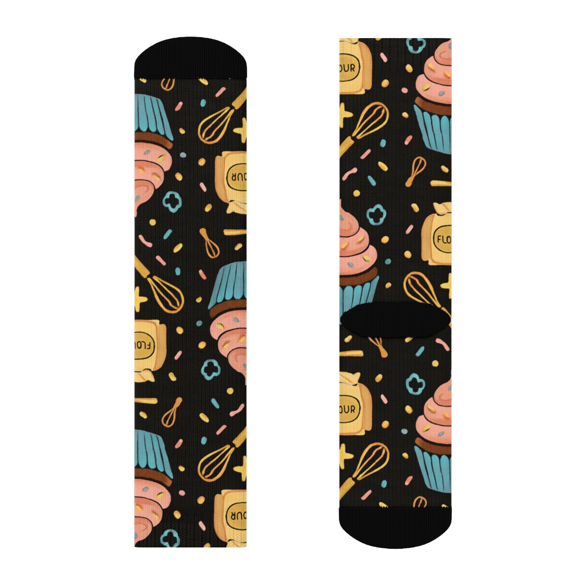 Cupcake Parade Baker Crafted Pattern unique graphic crew socks