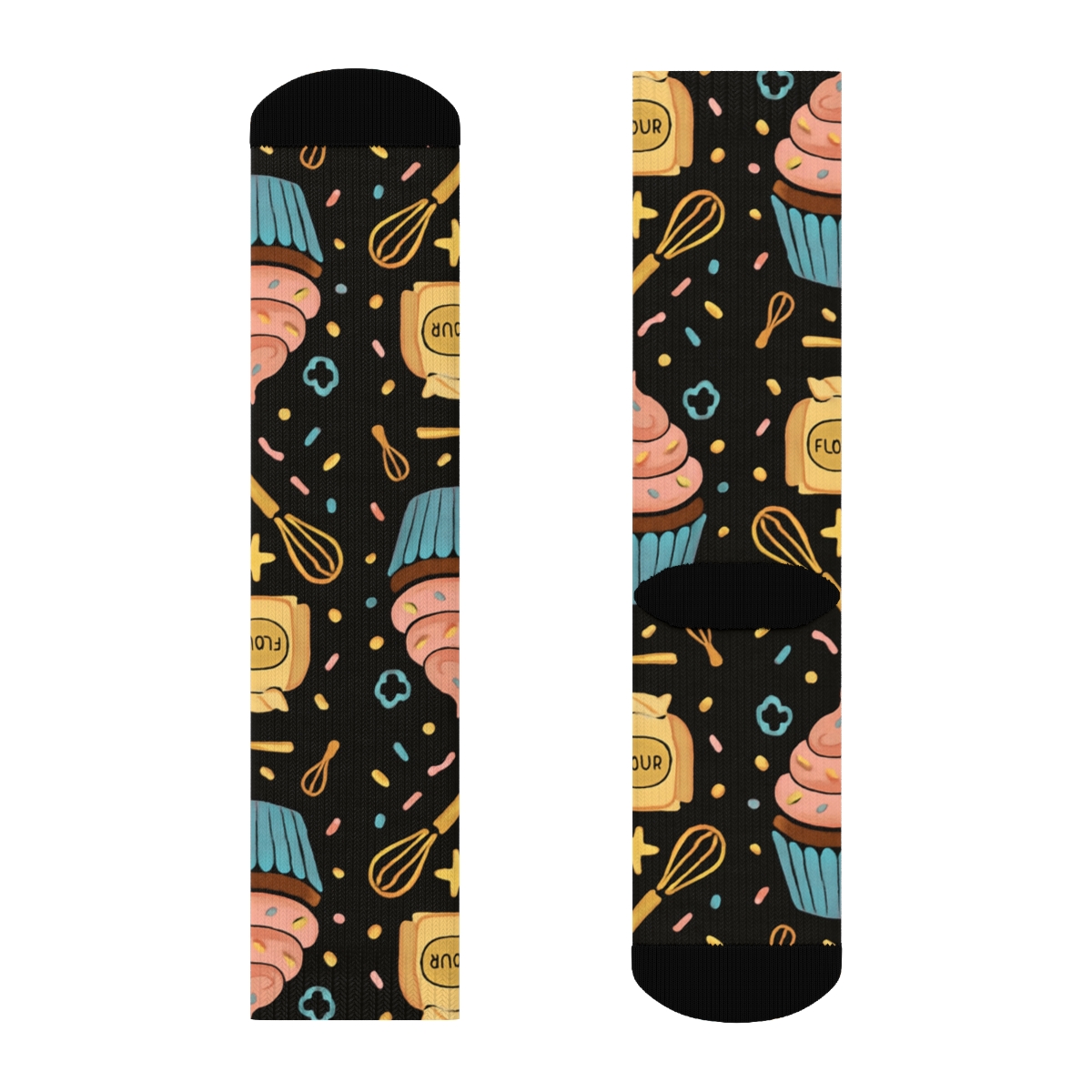 Cupcake Parade Baker Crafted Pattern unique graphic crew socks