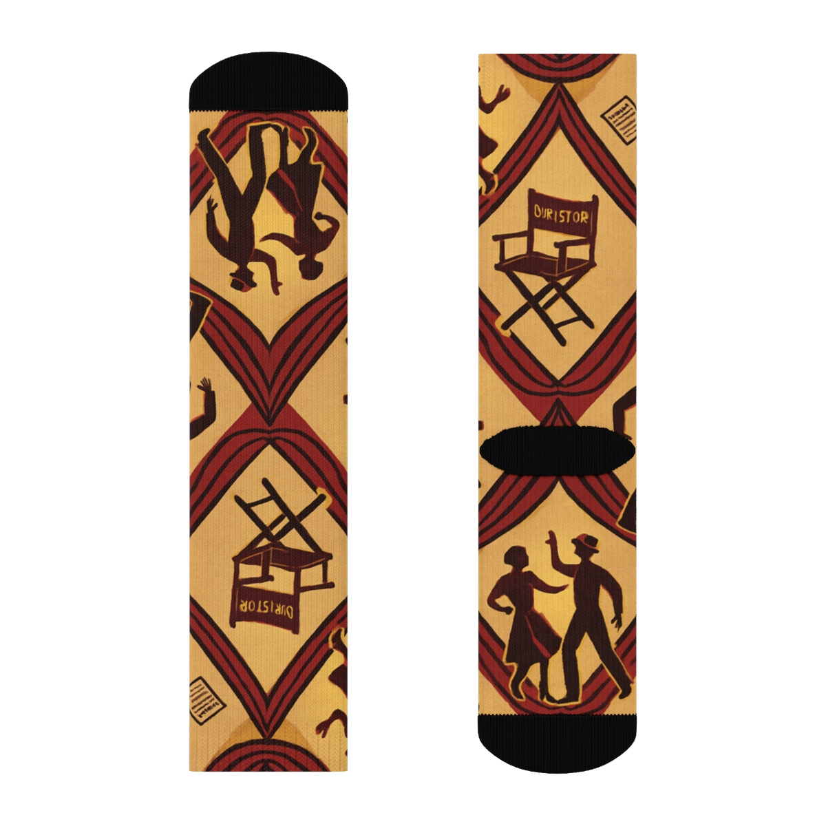 Curtain Lattice With Actor Silhouettes trendy patterned crew socks