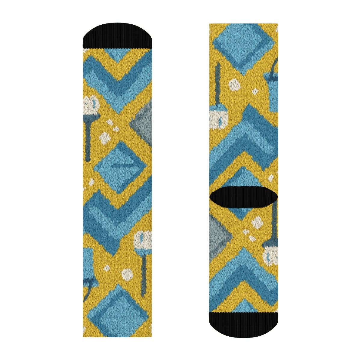 Custodian-Inspired Tile Mop Chevron unique graphic crew socks