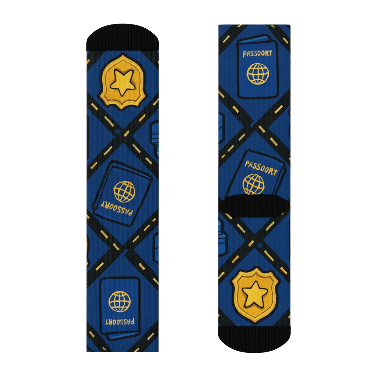 Customs Officer Badge Lattice On Night Runway premium sports crew socks