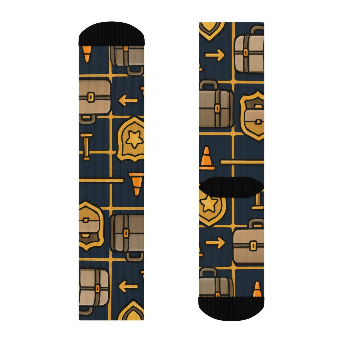 Customs Officer Badge-Luggage Lattice Grid premium sports crew socks