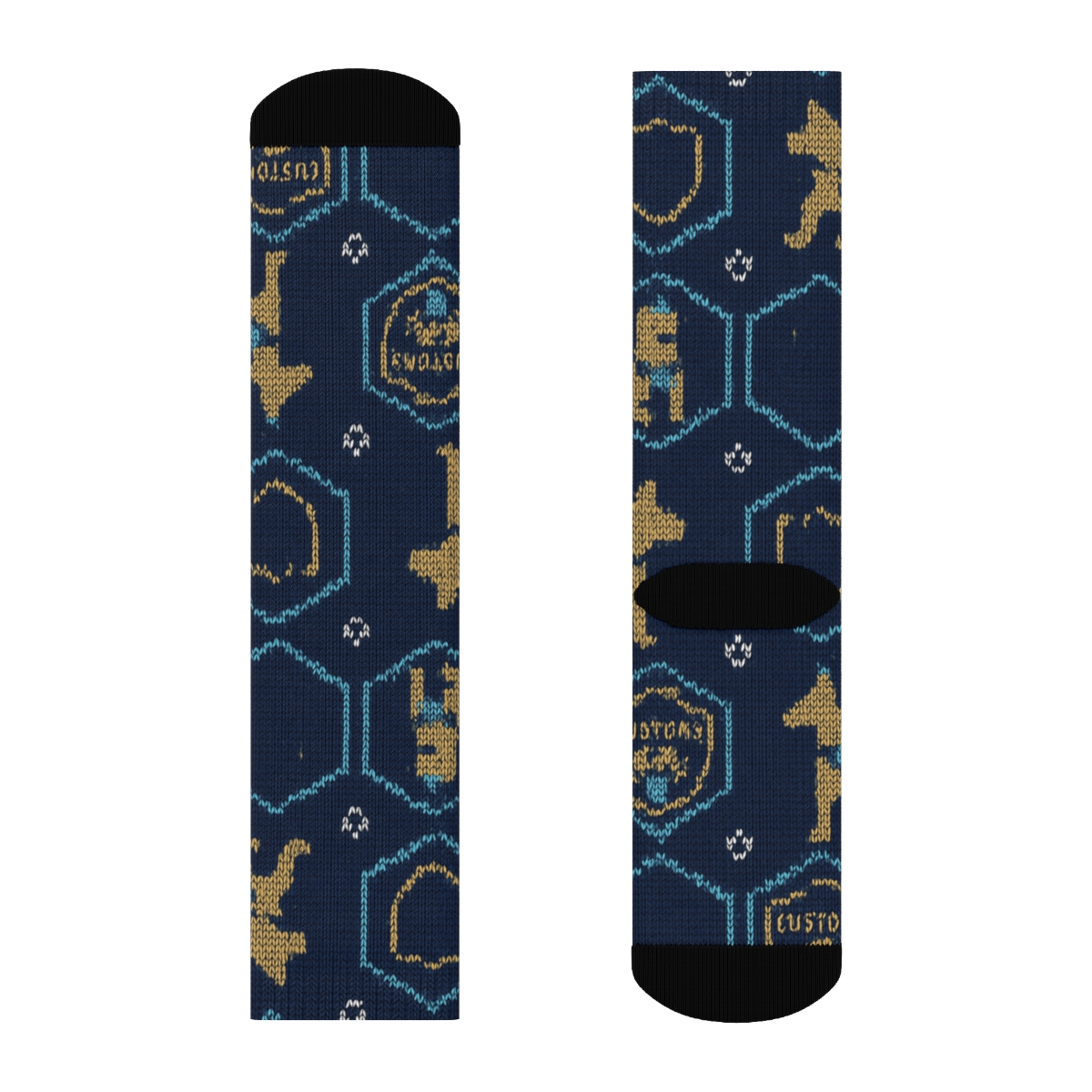 Customs Officer Knitted Illusion Badge And K9 Tessellation personalized crew socks