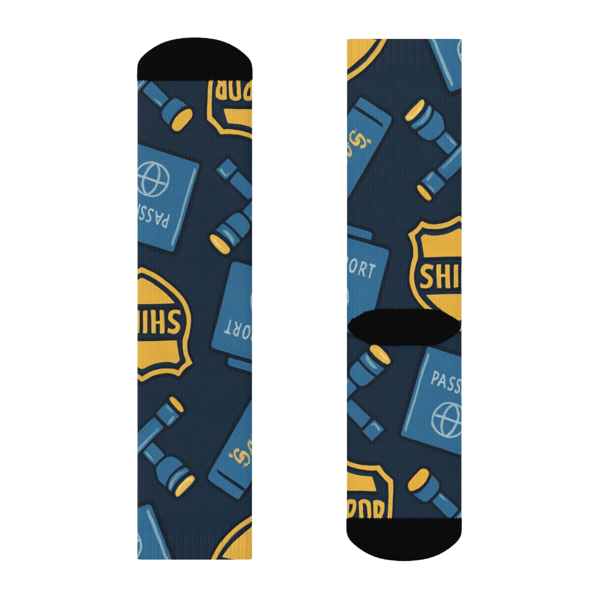 Customs Officer Night Shift Badge Lattice unique graphic crew socks