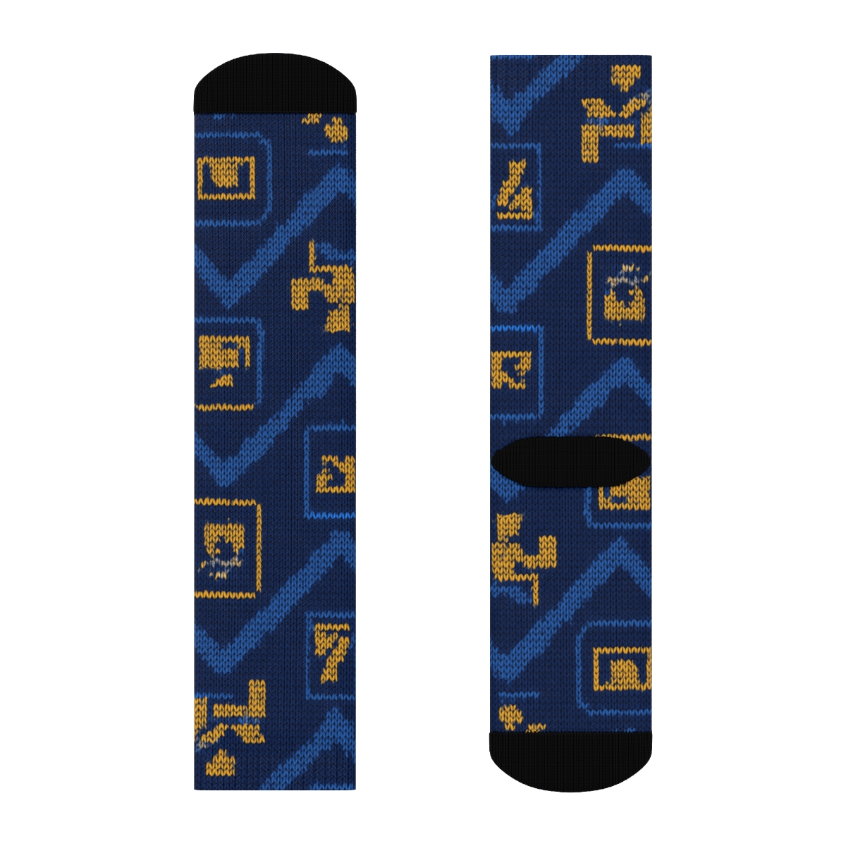 Customs Officer Passport Stamp Chevron Knit trendy patterned crew socks