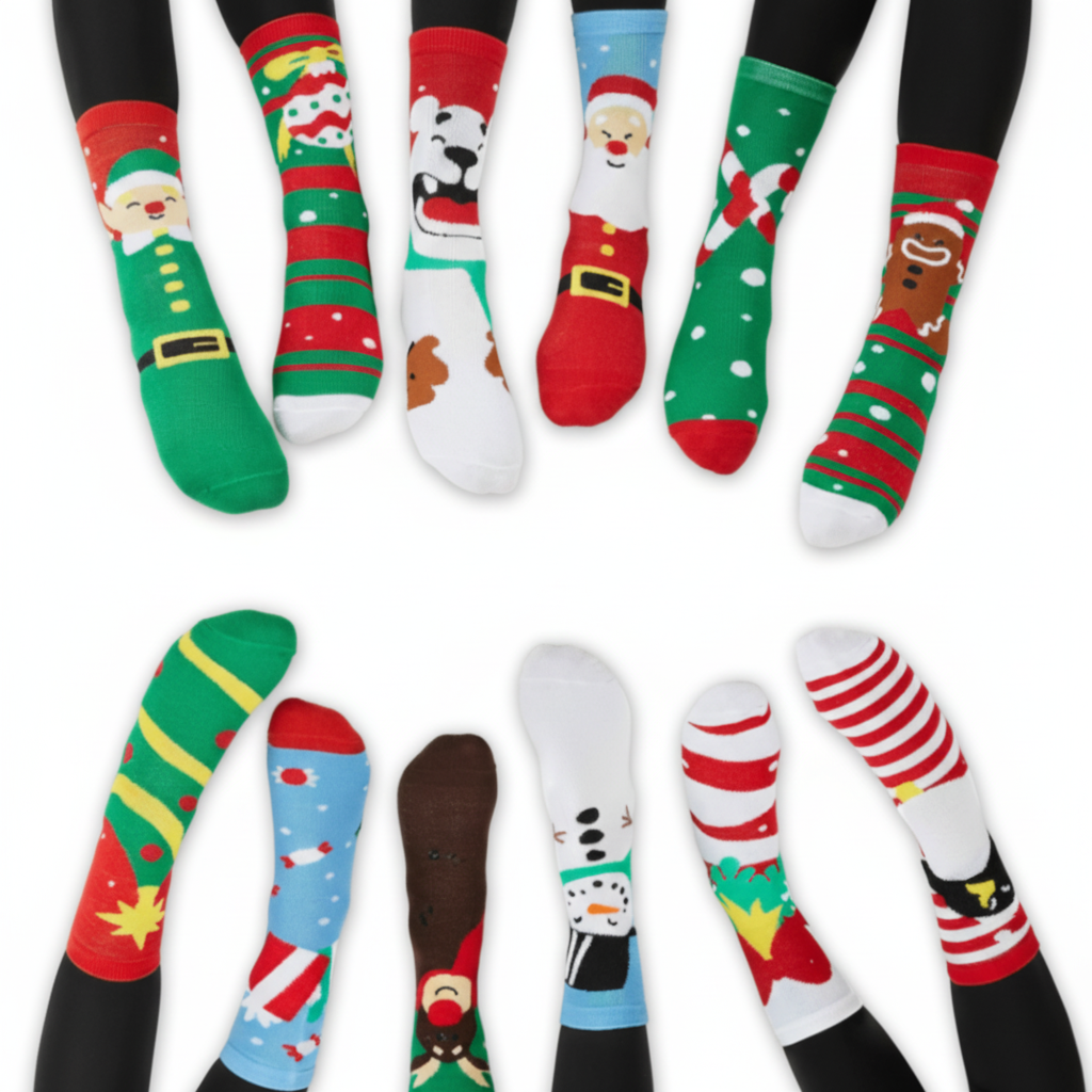 12 Pair Christmas Holiday Sock Collection