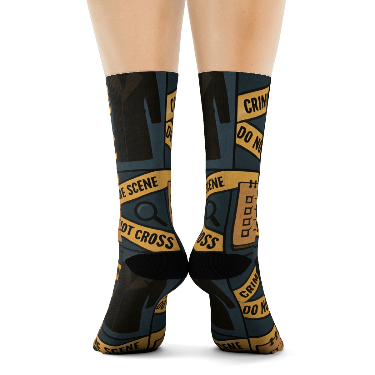 Police Detective Casefile Collage Grid stylish athletic crew socks