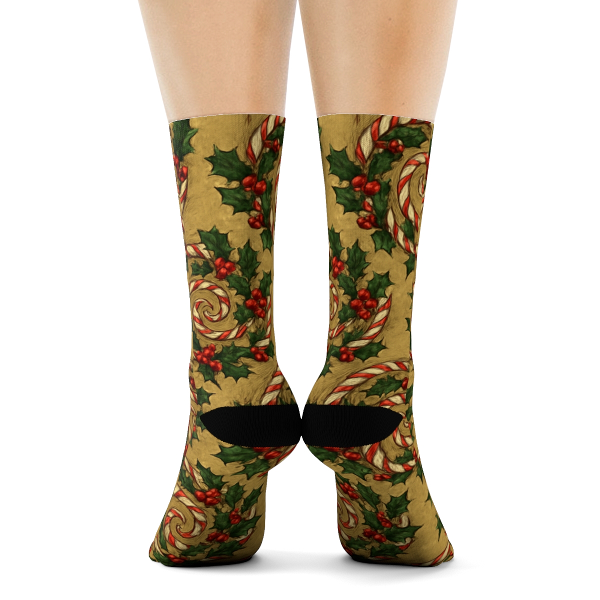 Celestial Spiral Wreaths With Candy Canes comfortable cotton crew socks
