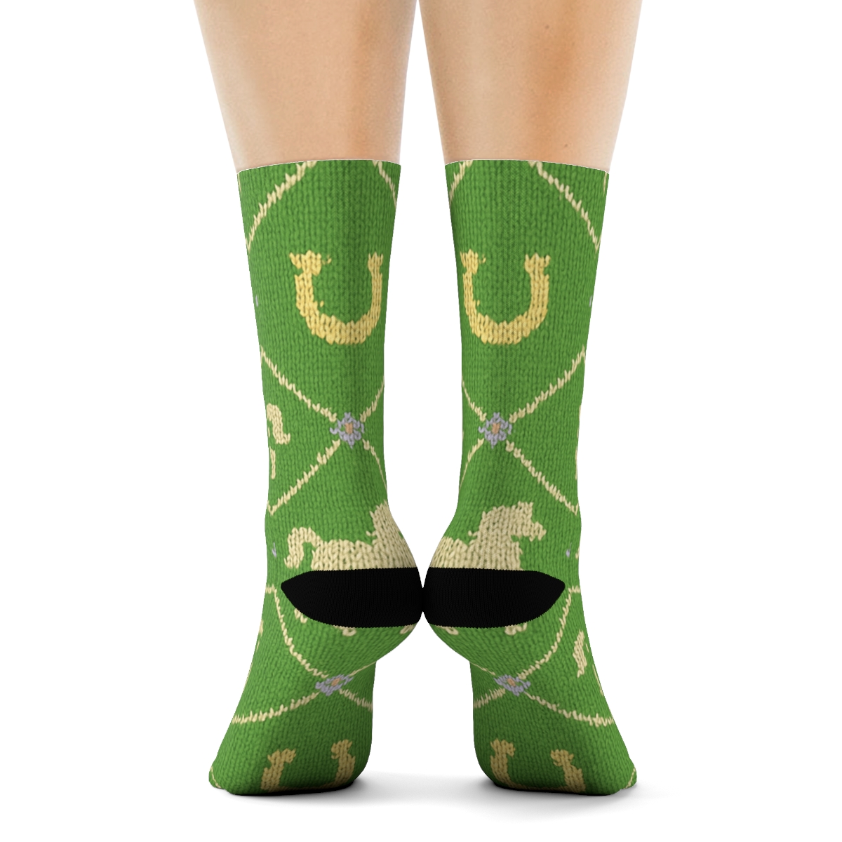 Knitted Illusion Meadow Lattice With Pony Silhouettes premium sports crew socks
