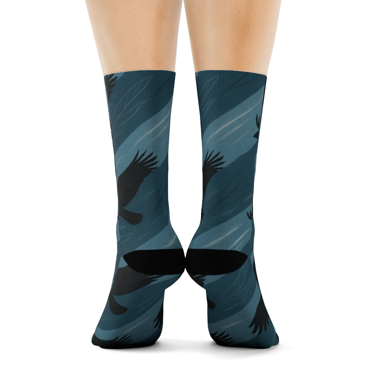 Eagle Soaring Diagonal Stripe On Storm Blue premium sports crew socks