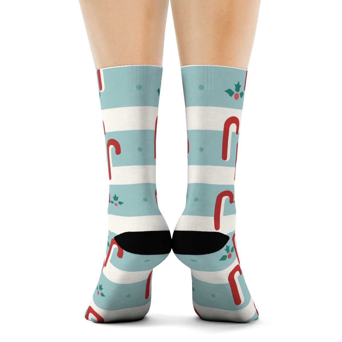 Minimalist Stripe Interrupt Bands Candy Canes stylish athletic crew socks