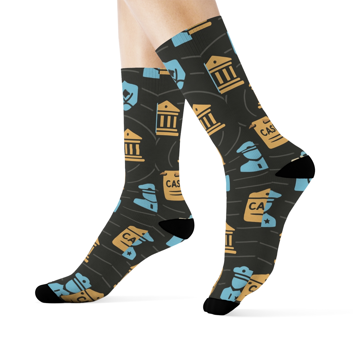 Courtroom Orbit With Probation Officer Motifs comfortable cotton crew socks