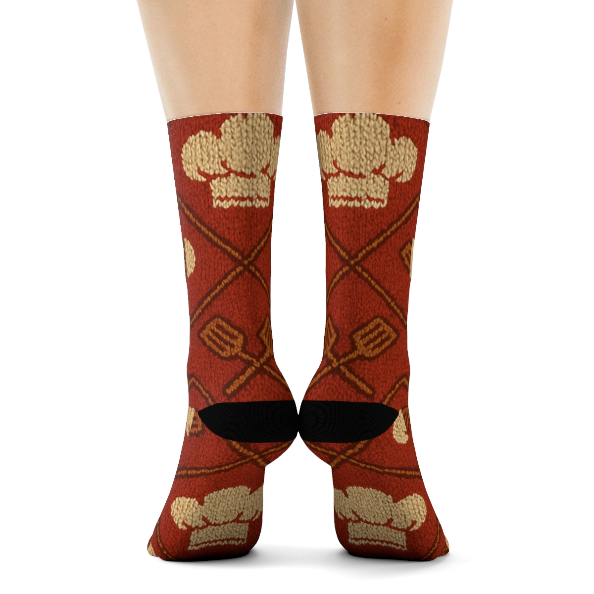 Knitted Illusion Chef Hat Lattice trendy patterned crew socks