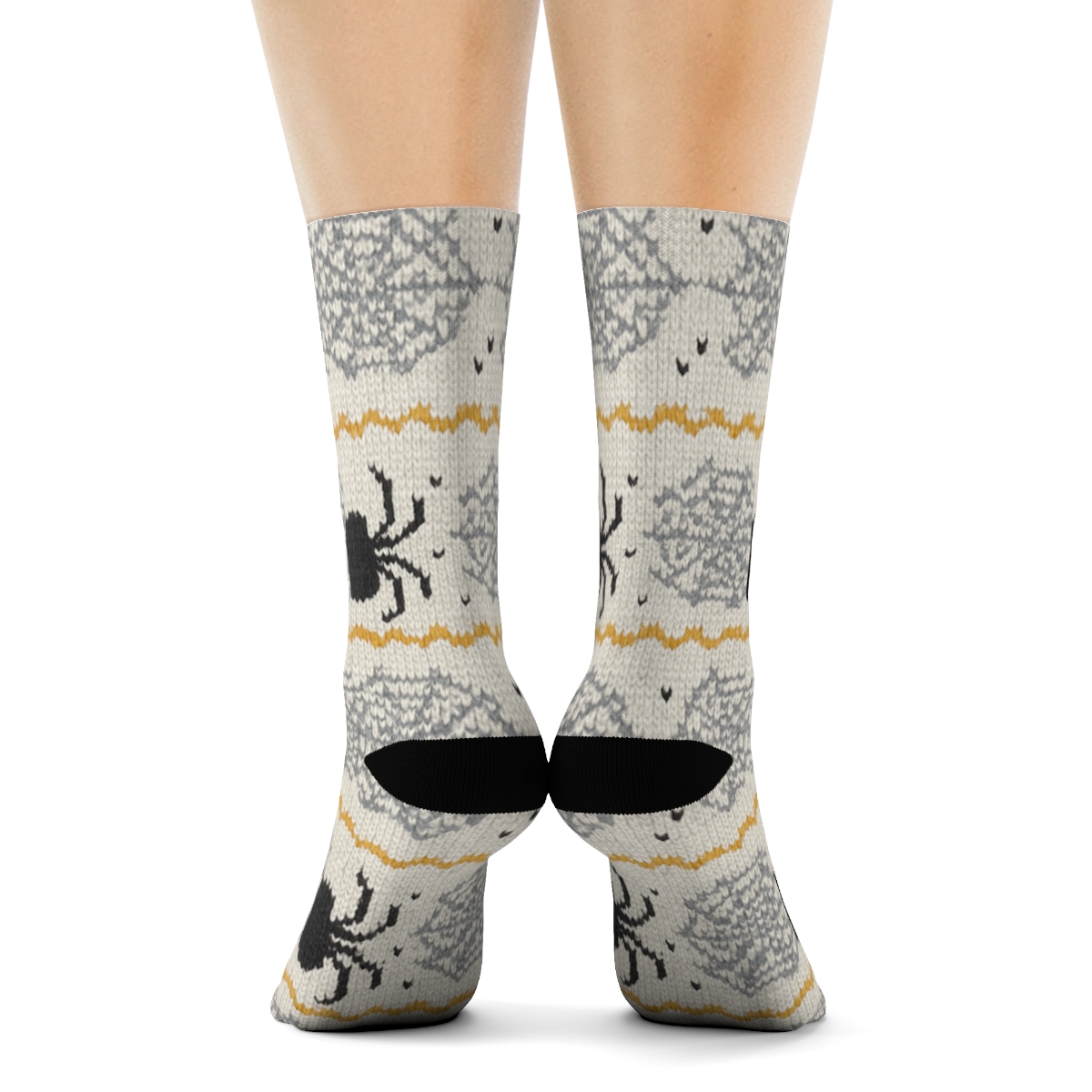 Spider Knit Web Fair Isle Bands stylish athletic crew socks