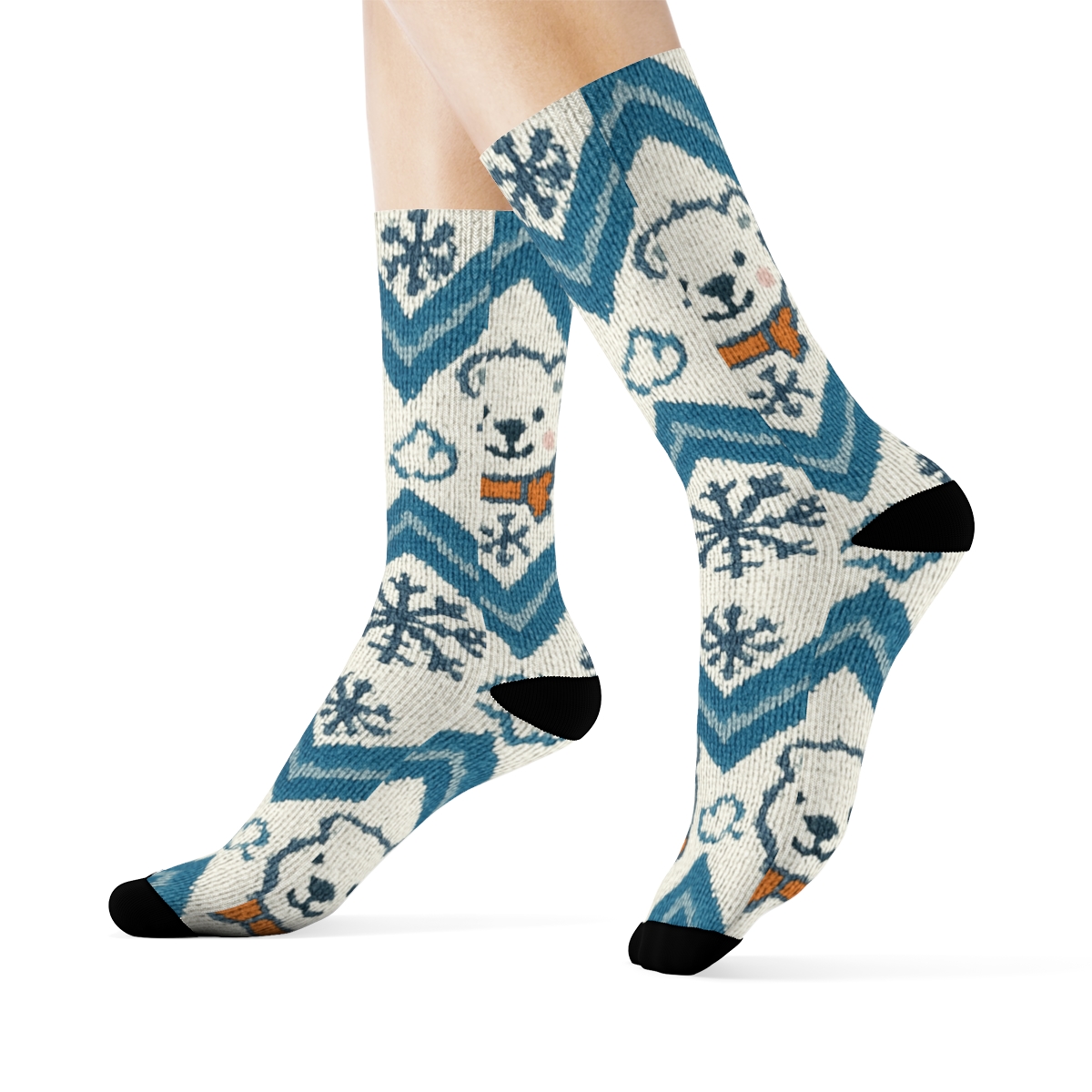 Polar Bear Knitted Chevron Snow Party personalized crew socks
