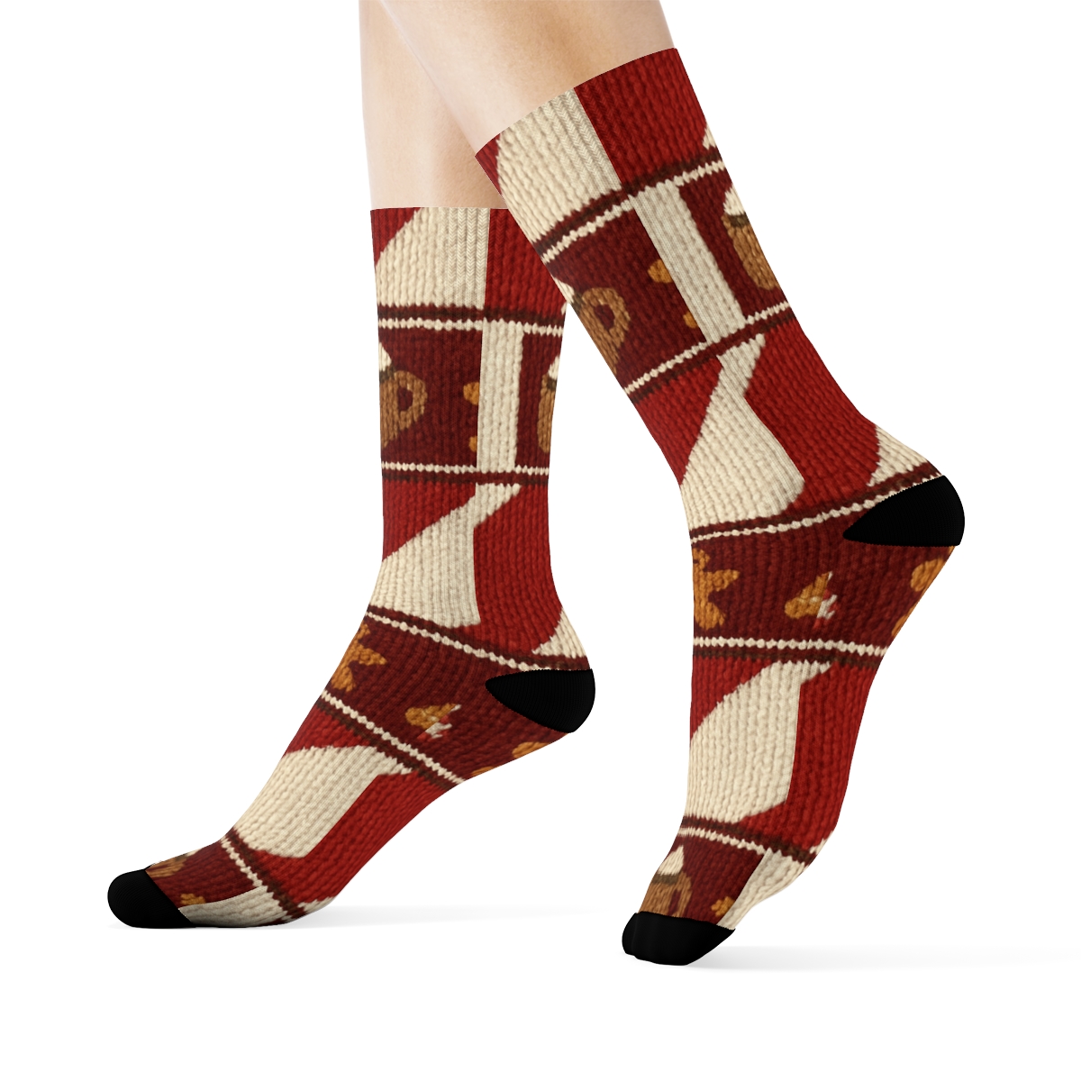 Candy Canes Knit Stripe Interrupt Bands trendy patterned crew socks