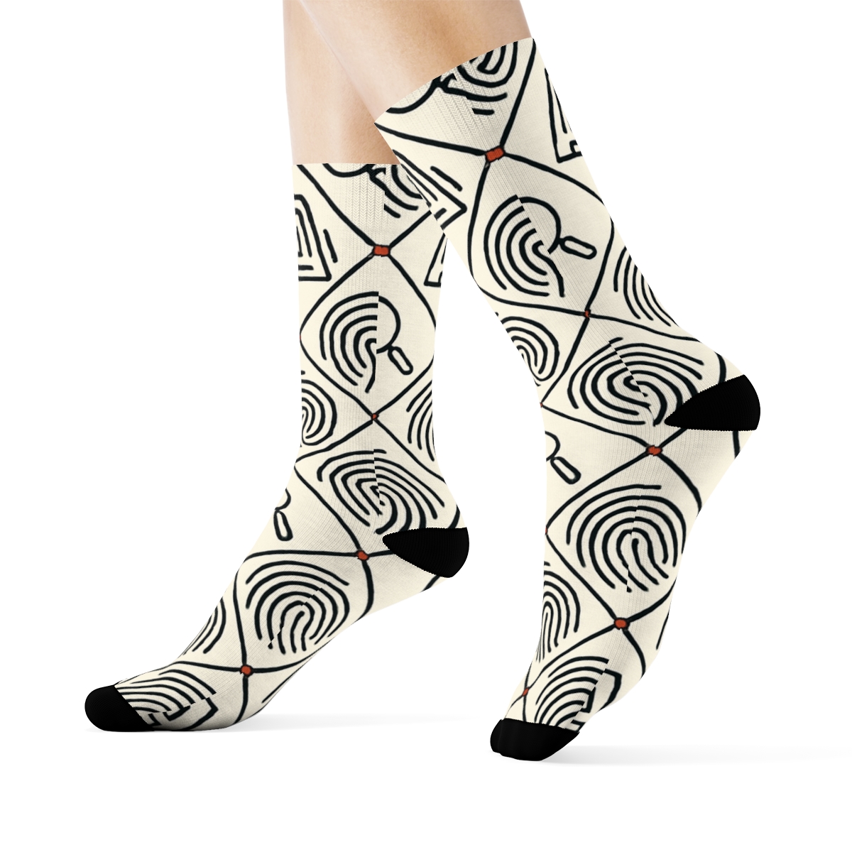Fingerprint Lattice, Crime Scene Investigator Edition trendy patterned crew socks