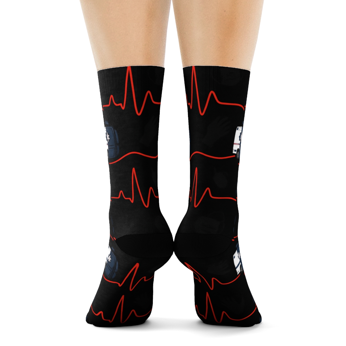 Life-Saving Wave Paramedic-Themed Tiling soft everyday crew socks