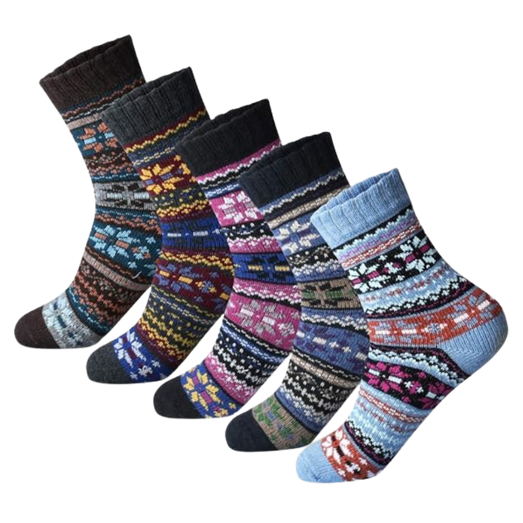 Structured Pattern Crew Style Blend Socks