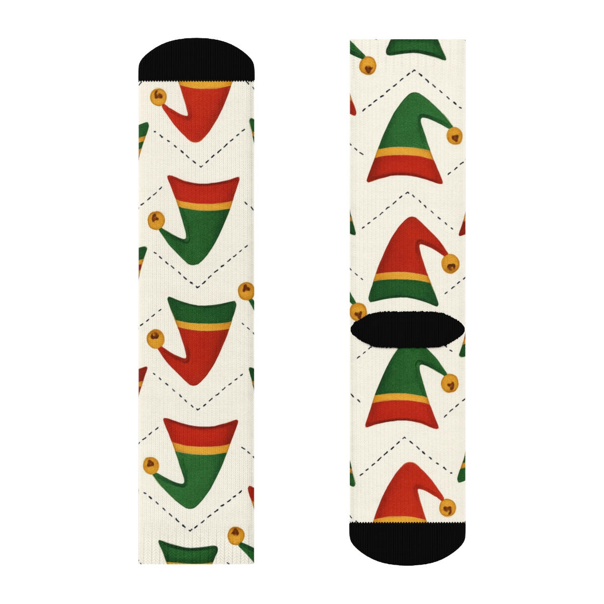Xmas Elf Hat Chevron Rhythm premium sports crew socks