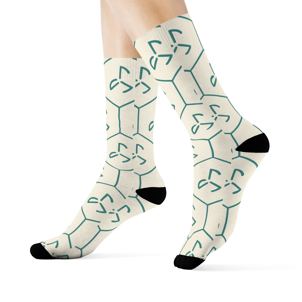 Hex Pinwheel Minimal designer printed crew socks