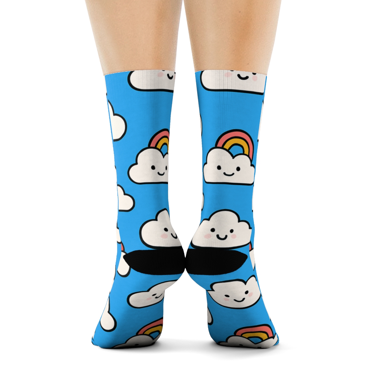 Playful Cumulus Character Spotlight On Sky Blue custom crew socks