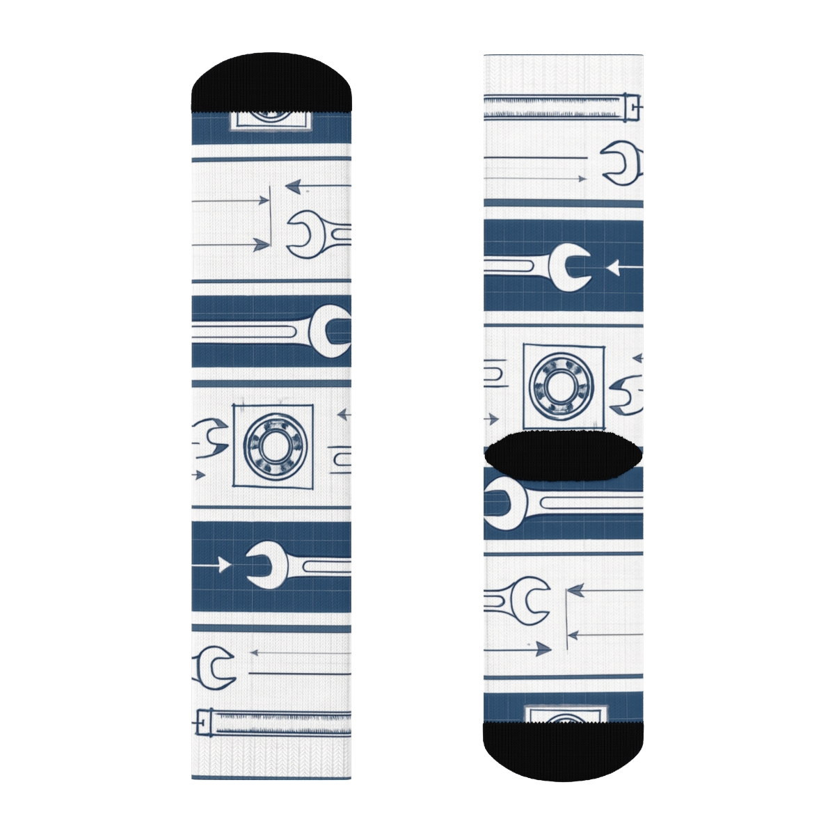 Blueprint Lattice With Mechanical Engineer Bands trendy patterned crew socks