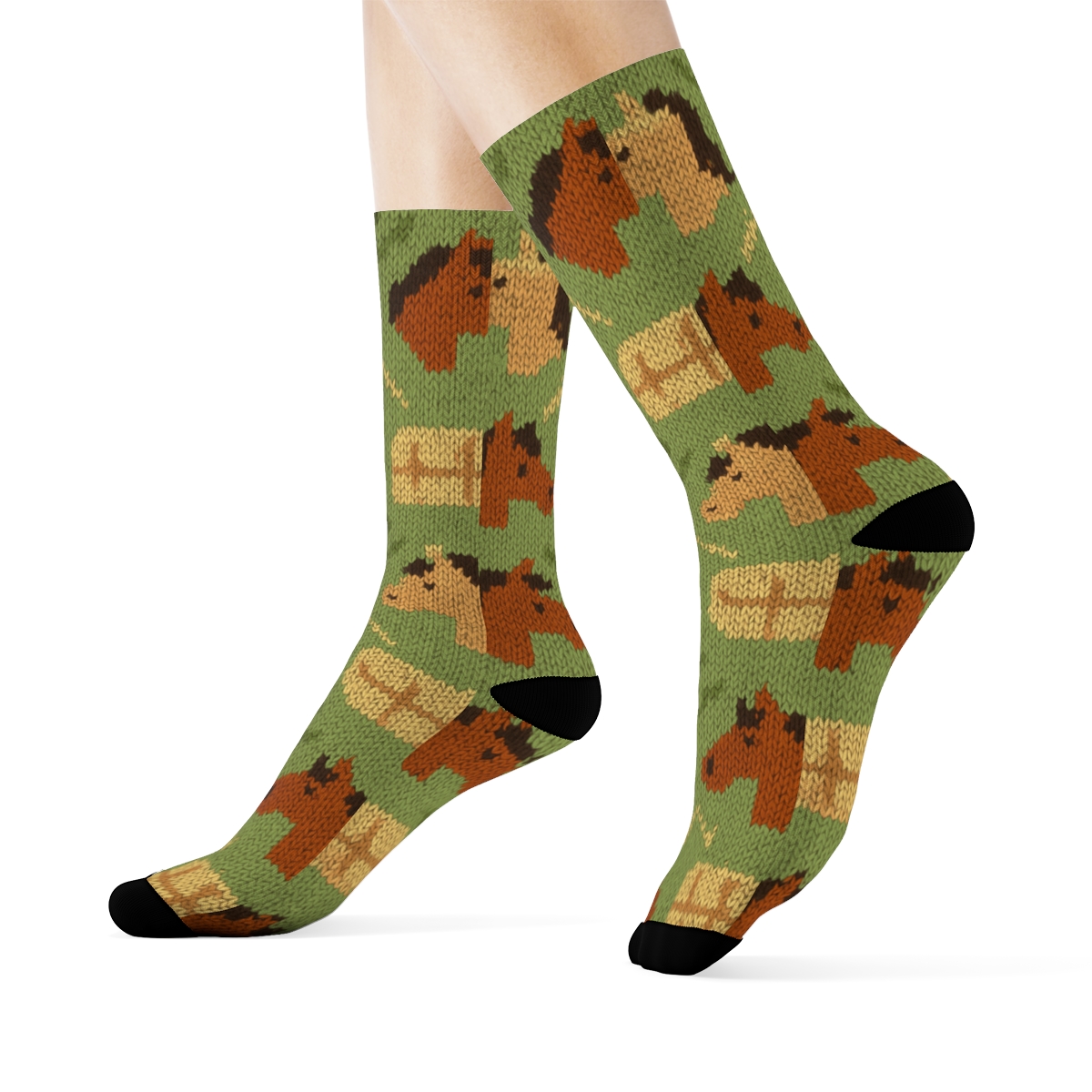 Horse Crown Pasture Lattice custom crew socks