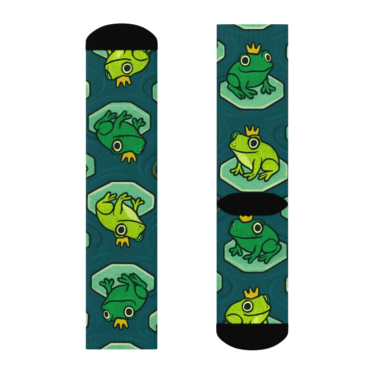 Frog Crown Lily Pad Lattice premium sports crew socks