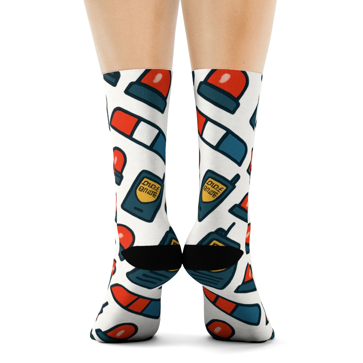Sirens And Light Bars With Police Officer Rhythm stylish athletic crew socks