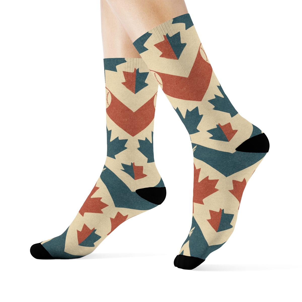 Maple Leaf Chevron With Blue Jays custom crew socks
