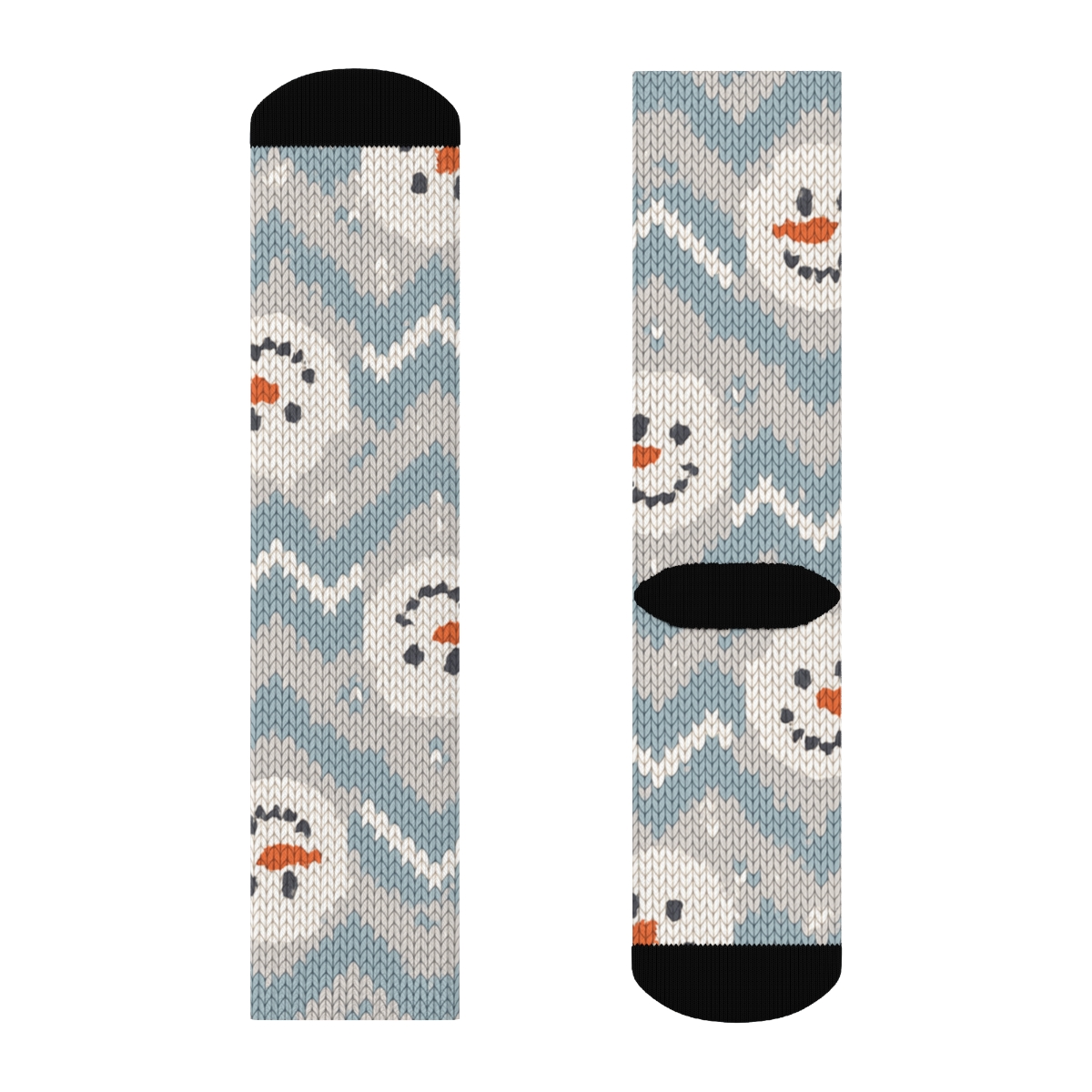 Xmas Knit Illusion Snowman Chevron unique graphic crew socks