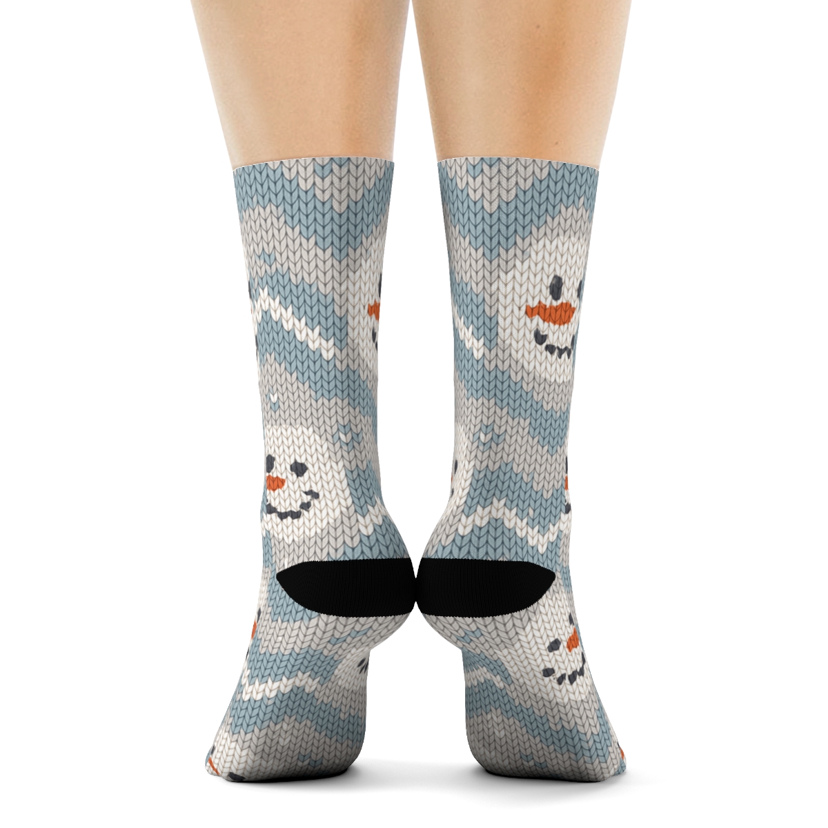 Xmas Knit Illusion Snowman Chevron unique graphic crew socks