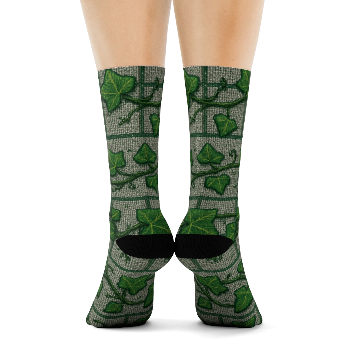 Knitted Ivy Trellis Bands On Stone Gray custom crew socks