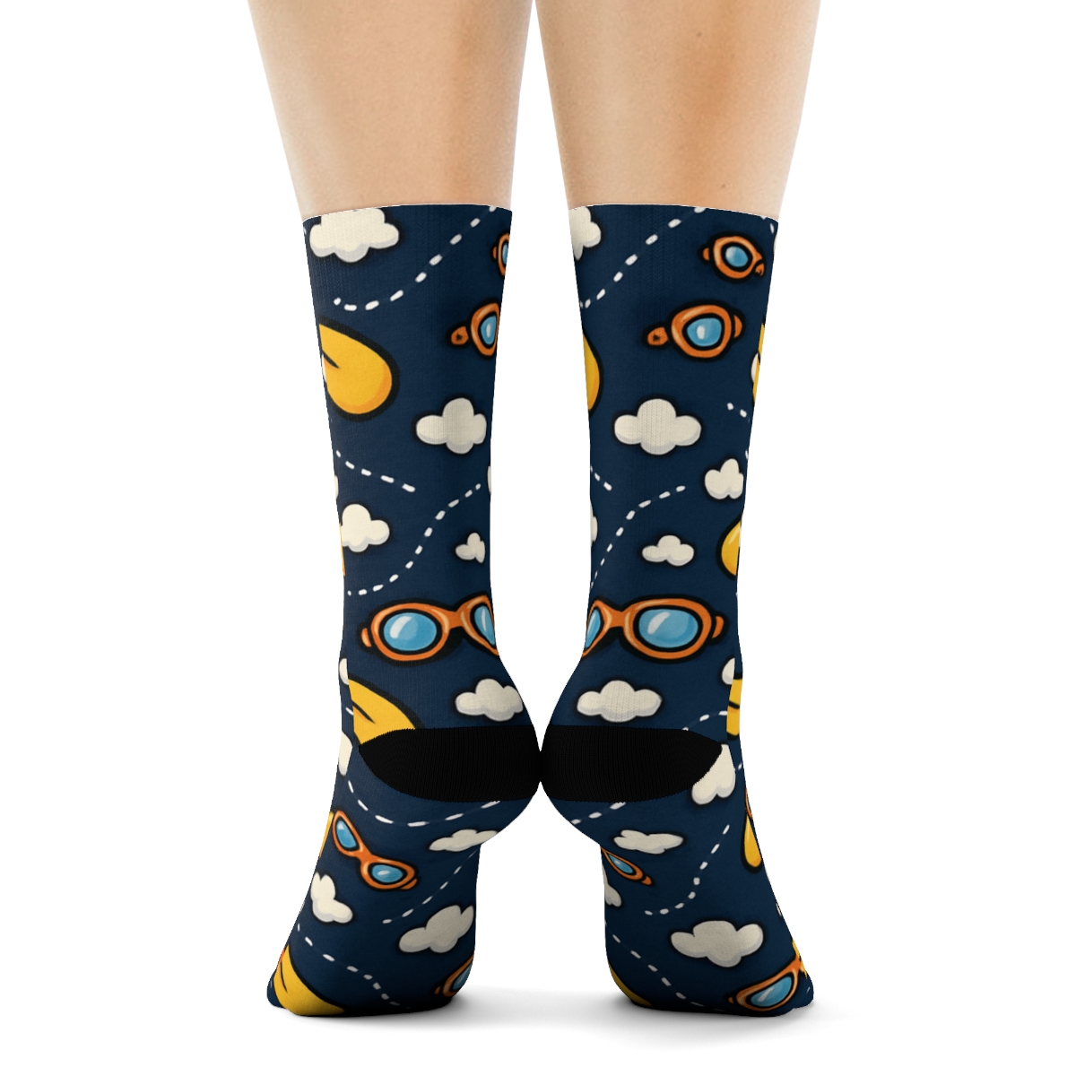 Propeller Chevron In Pilot Blue designer printed crew socks