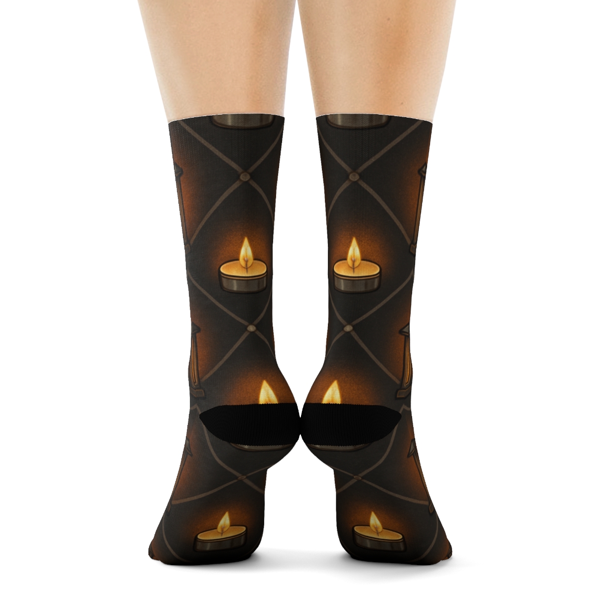 Lantern Lattice With Candle Glow trendy patterned crew socks