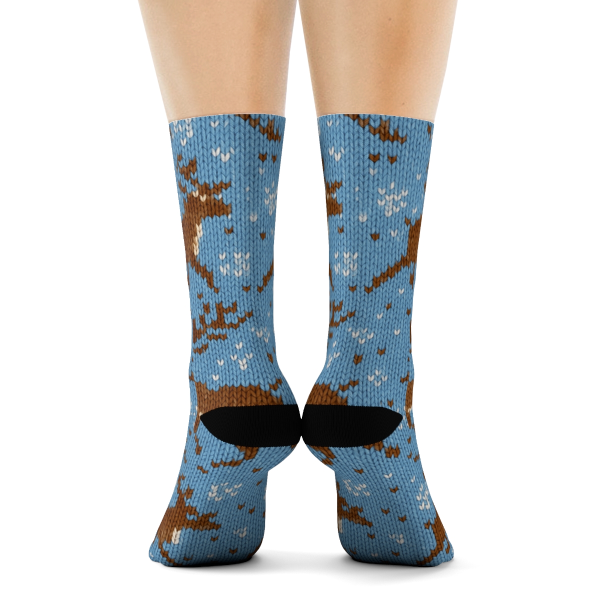 Reindeer Tundra Tracks All Over Knit Illusion stylish athletic crew socks