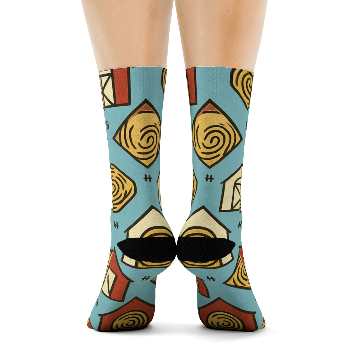 Rancher Barn Quilt Grid Pattern soft everyday crew socks