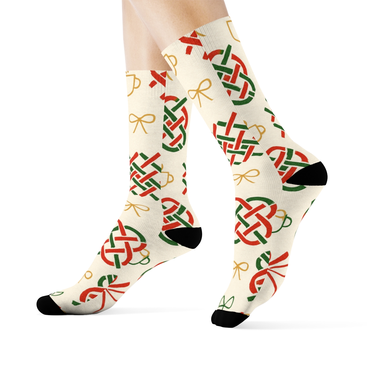 Candy Cane Weave For Tea Towels, Mrs. Claus trendy patterned crew socks