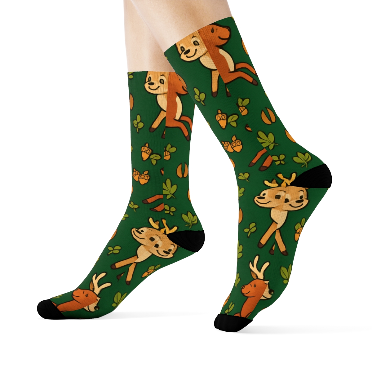 Forest Party Tiles Deer premium sports crew socks