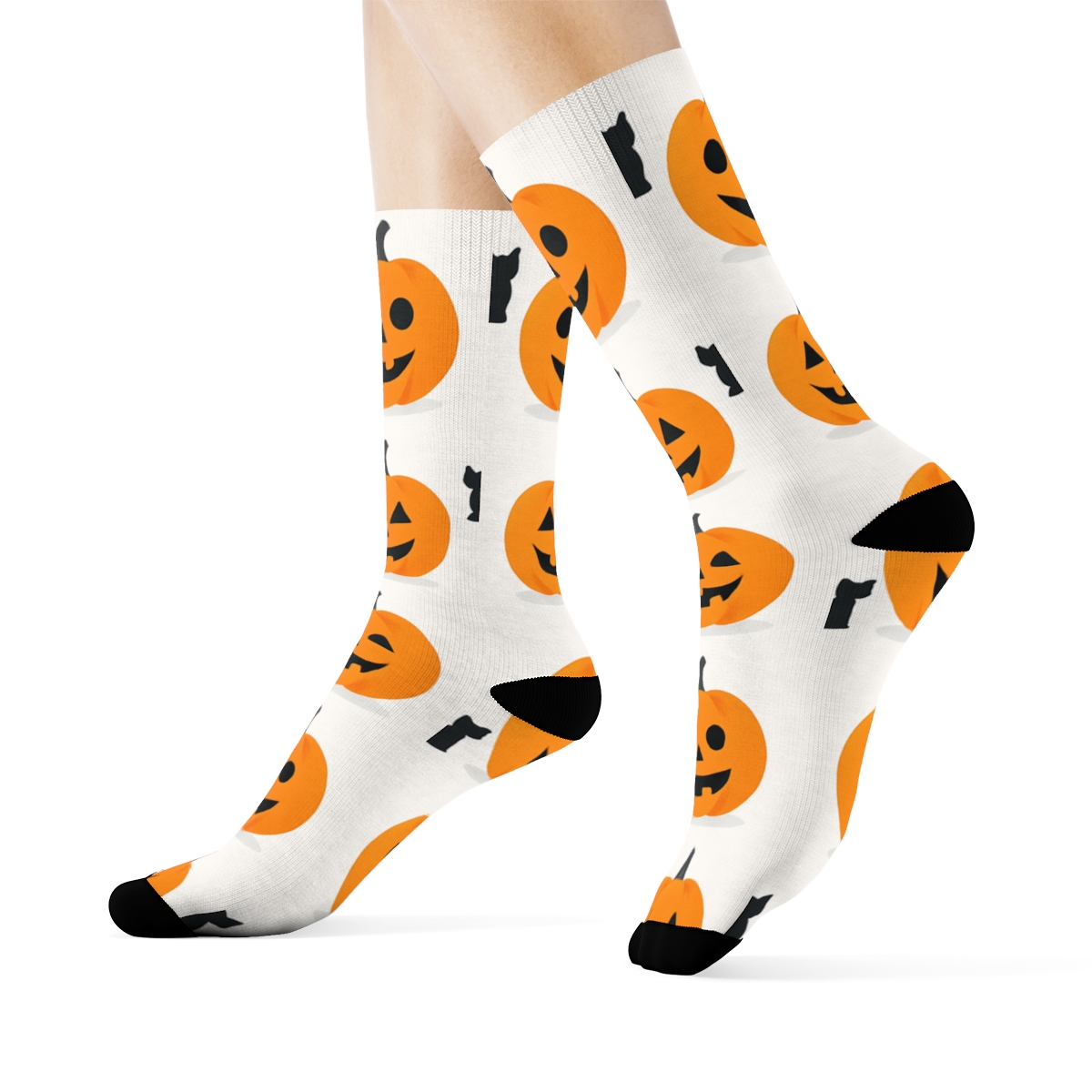 Pumpkin Patch Repeating Grid On White Background stylish athletic crew socks