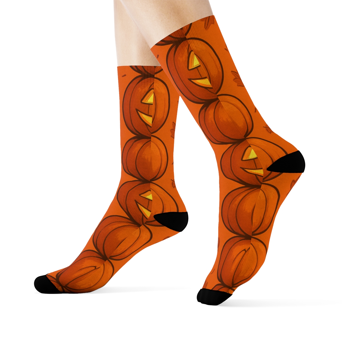 Pumpkin Stack Columns On Orange Background stylish athletic crew socks
