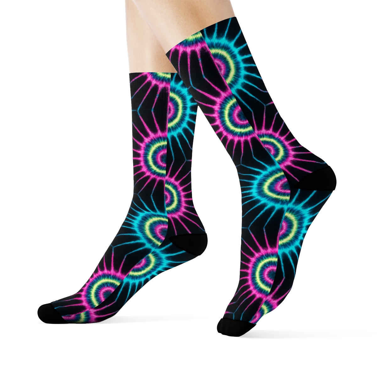 Neon Starburst Bullseye Tessellation personalized crew socks