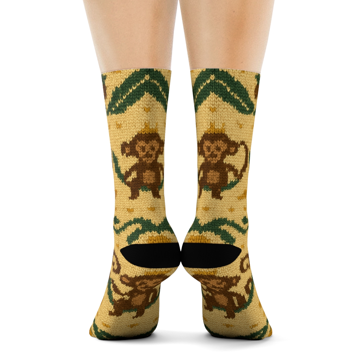Knitted Illusion Monkey Vine Fair Isle trendy patterned crew socks