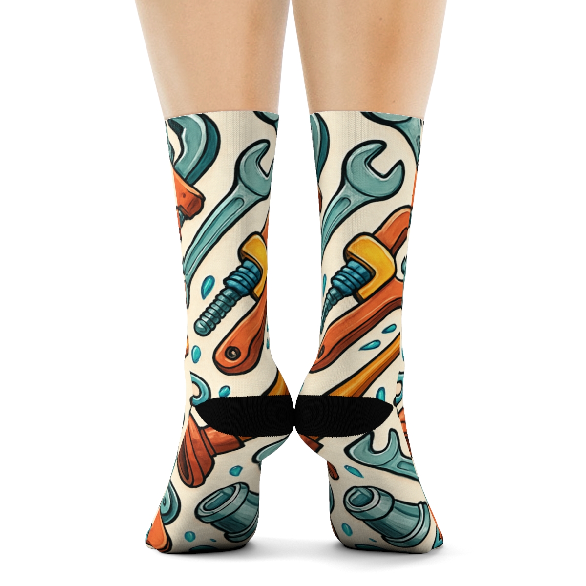 Plumber Tool Collage Diamond Scatter premium sports crew socks
