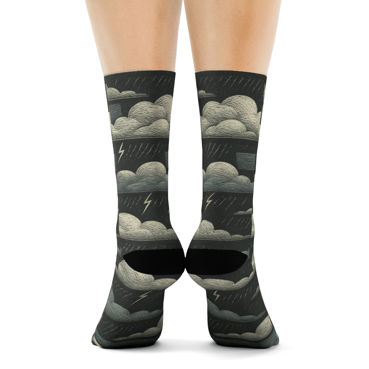 Clouds Stratus Lattice In Storm Gray custom crew socks
