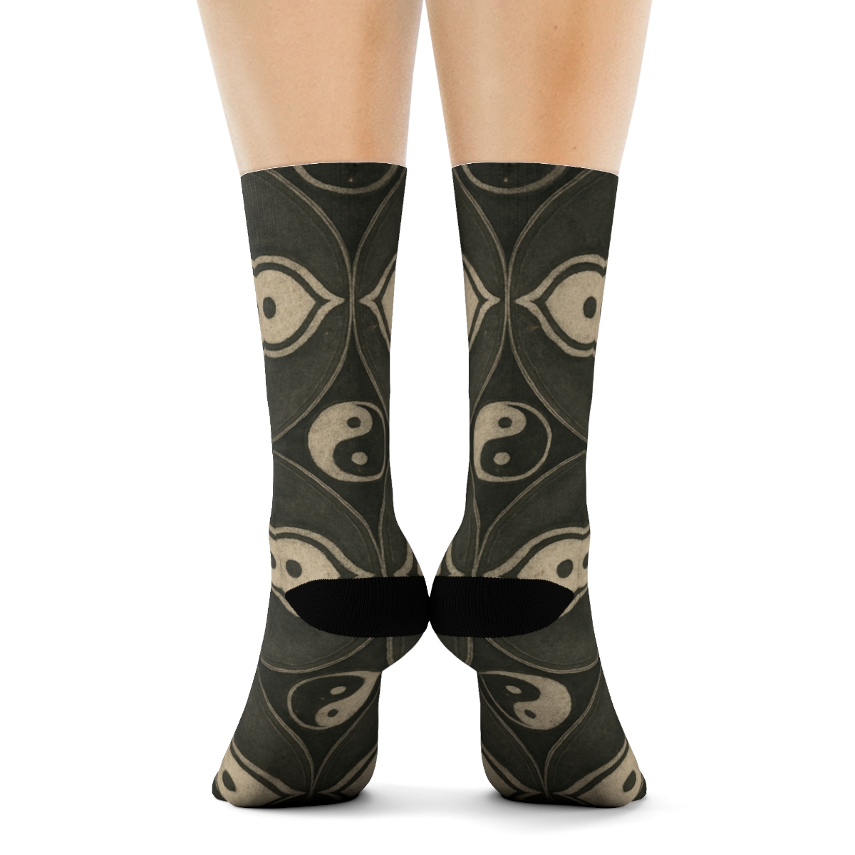 Charcoal Teardrop Mandala Lattice stylish athletic crew socksCharcoal Teardrop Mandala Lattice Crew Socks - Image 4
