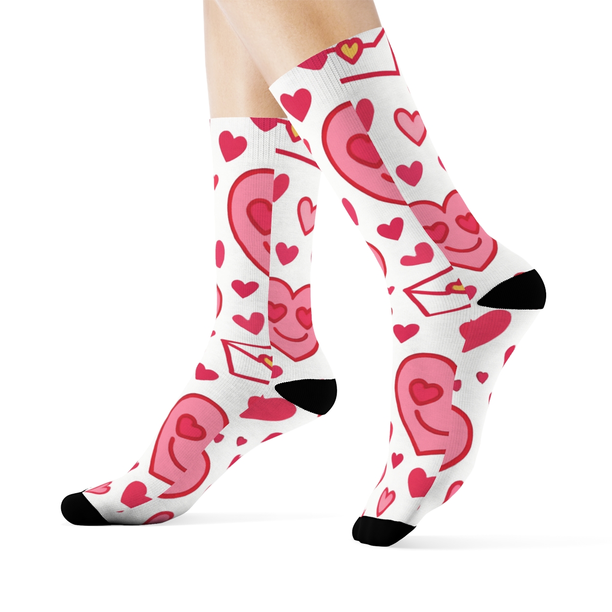 Outline Hearts In Valentine S Carnival Confetti premium sports crew socks